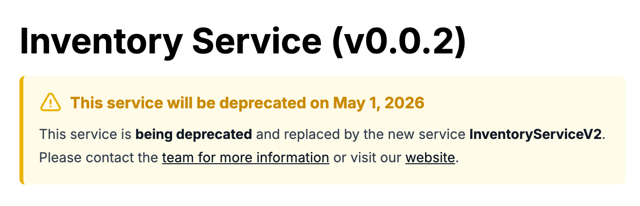 Deprecating services